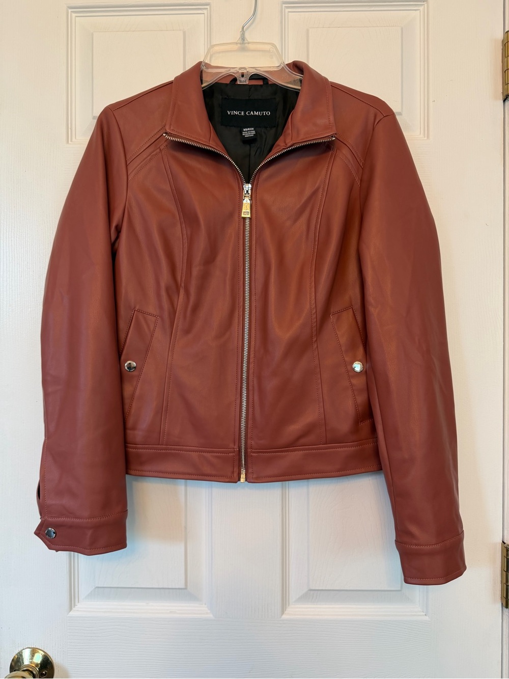 Vince Camuto Women's Italian Clay Faux Leather Zip Front Jacket. XS